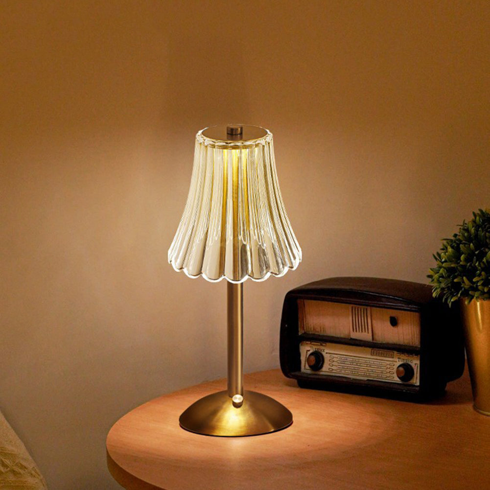 SUENTA LED Retro Tischlampe Mit Kristallschirm USB Aufladbar