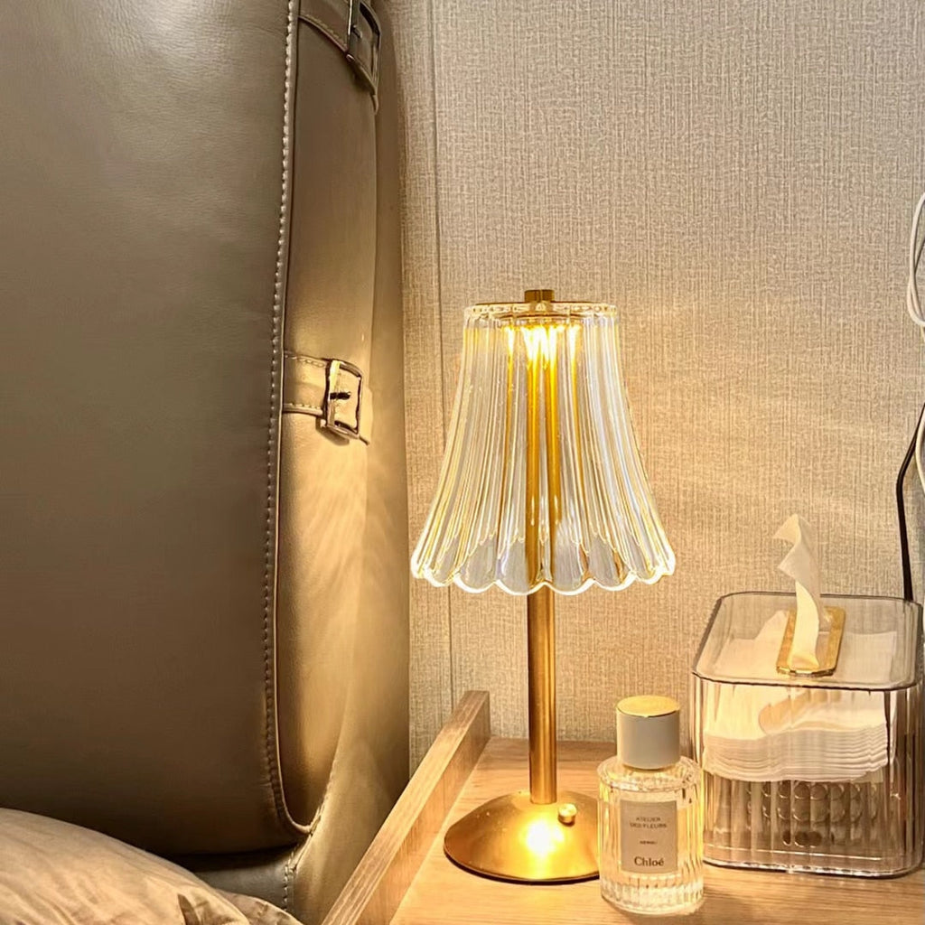 SUENTA LED Retro Tischlampe Mit Kristallschirm USB Aufladbar