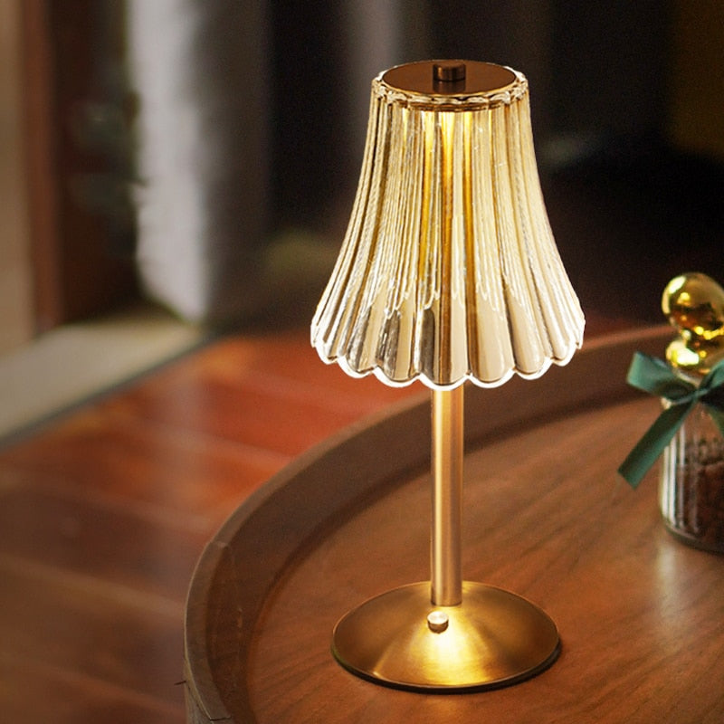 SUENTA LED Retro Tischlampe Mit Kristallschirm USB Aufladbar Default Title