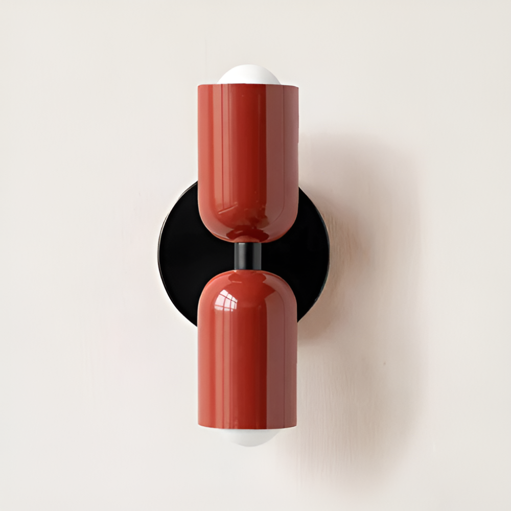 SUENTA LED Wandlampe Zweiseitig Nordisches Design Beleuchtung Rot Rot Schwarz 12cm x 25cm