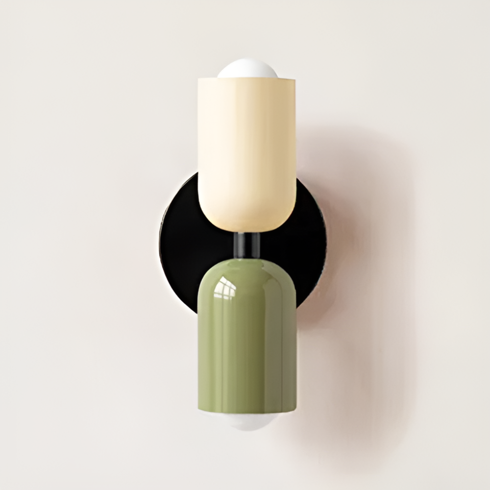 SUENTA LED Wandlampe Zweiseitig Nordisches Design Beleuchtung Beige Grün Schwarz 12cm x 25cm