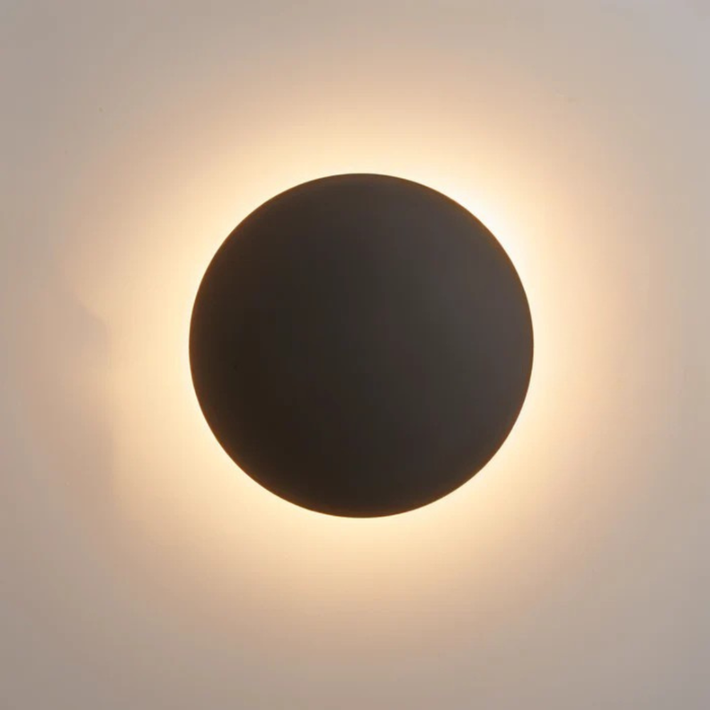 SUENTA LED Wandleuchte Schlankes Rundes Gehäuse Warmweiß Licht Schwarz