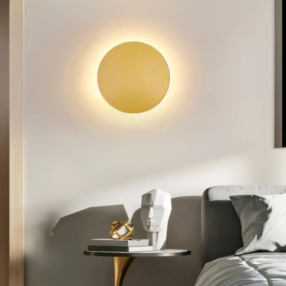 SUENTA LED Wandleuchte Schlankes Rundes Gehäuse Warmweiß Licht Gold