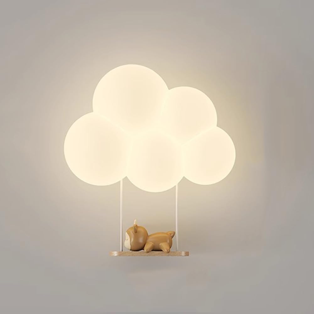 SUENTA LED Wolken-Wandleuchte Für Kinderzimmer Sanft Nachtlicht Schaukelhirsch