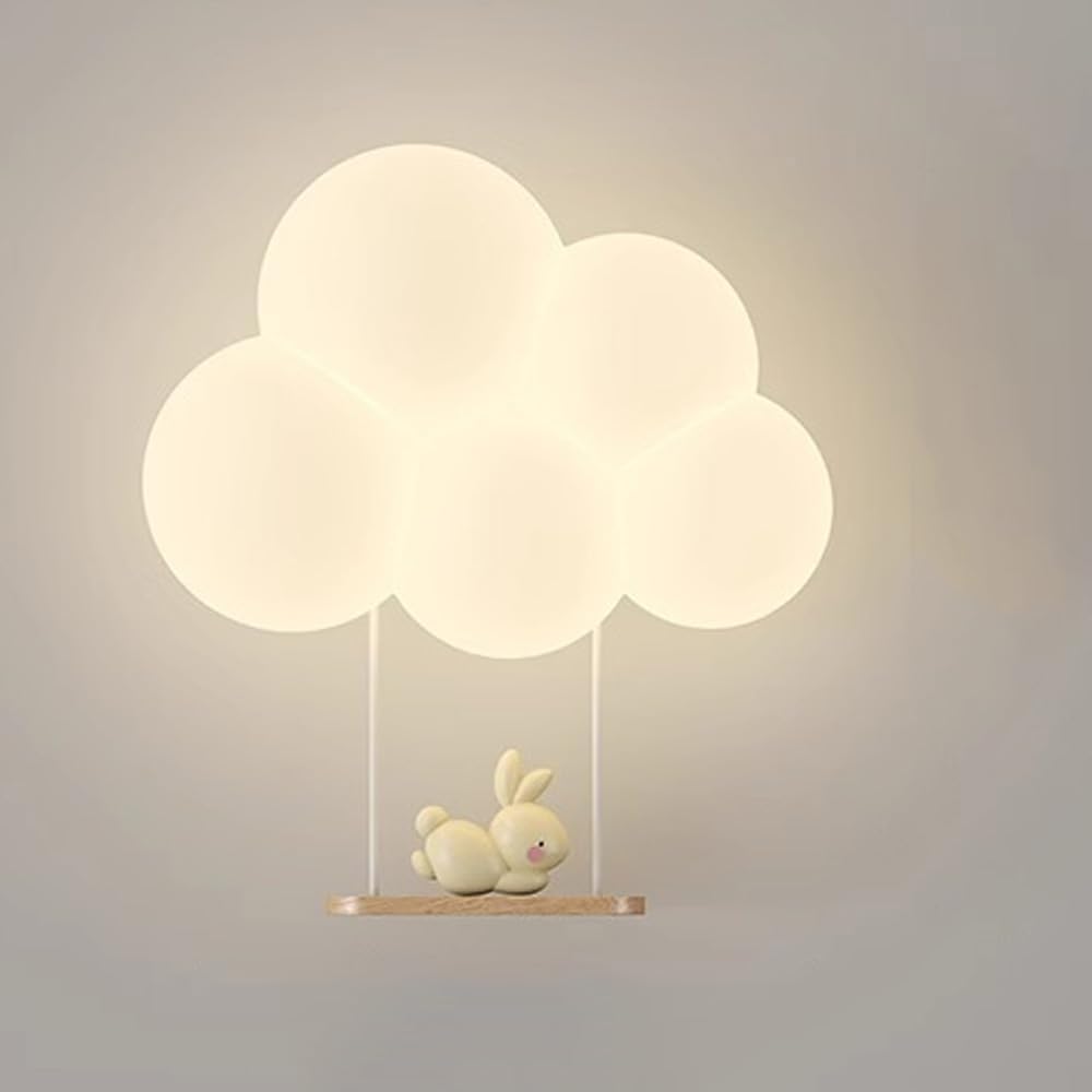 SUENTA LED Wolken-Wandleuchte Für Kinderzimmer Sanft Nachtlicht Schaukelkaninchen