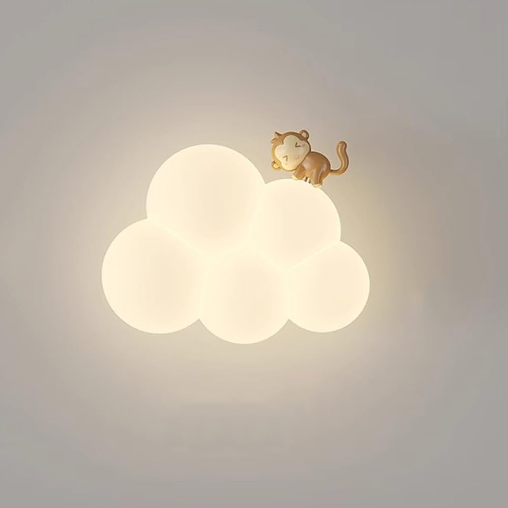 SUENTA LED Wolken-Wandleuchte Für Kinderzimmer Sanft Nachtlicht Affen