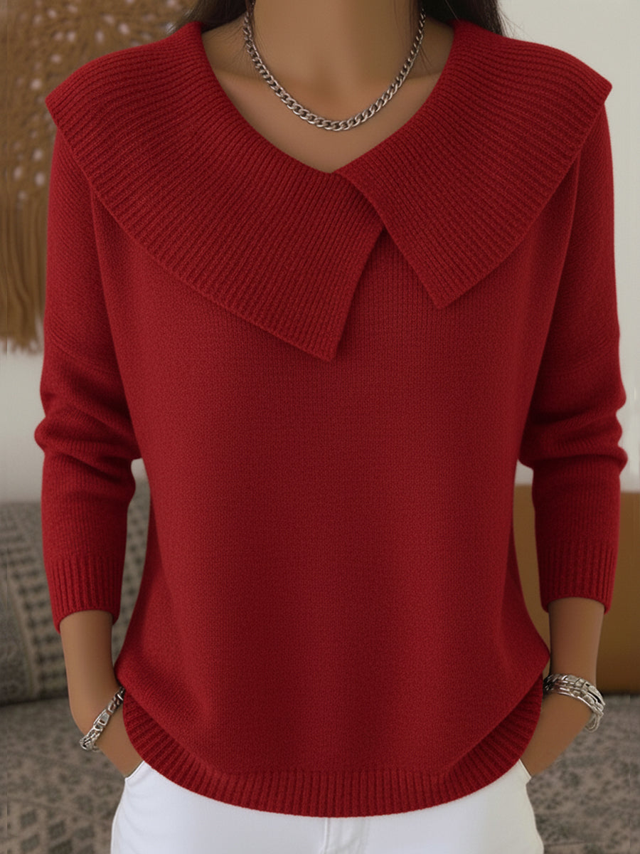 SUENTA Damen Eleganten Warmen Pullover Weichheit Komfort Feminität Rot