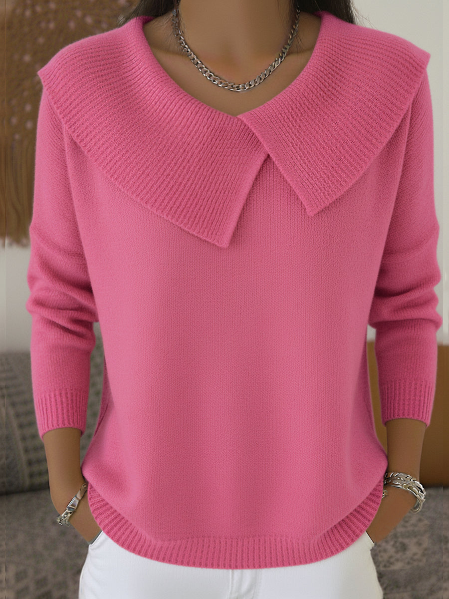 SUENTA Damen Eleganten Warmen Pullover Weichheit Komfort Feminität Rosa