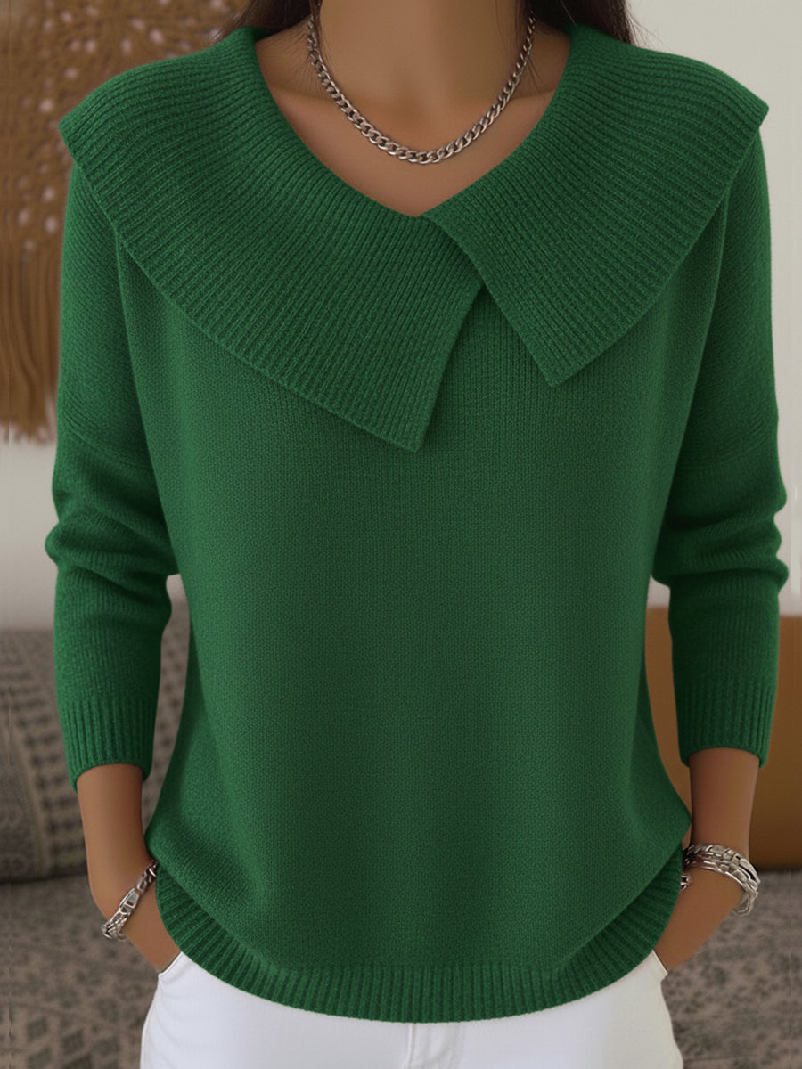 SUENTA Damen Eleganten Warmen Pullover Weichheit Komfort Feminität Grün