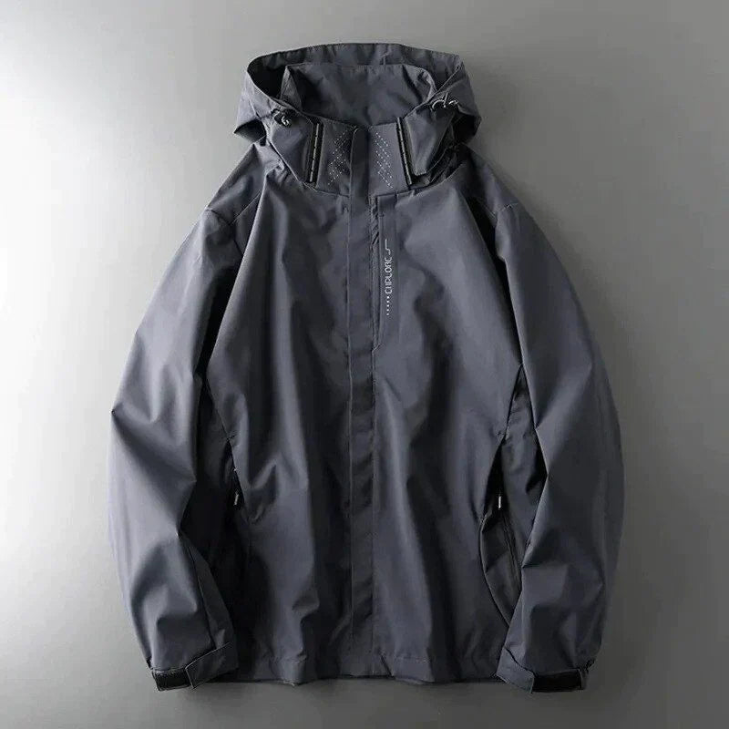 SUENTA Herren Wasserdichte Winter Regenjacke Windjacke Für Herren Kapuze Grau