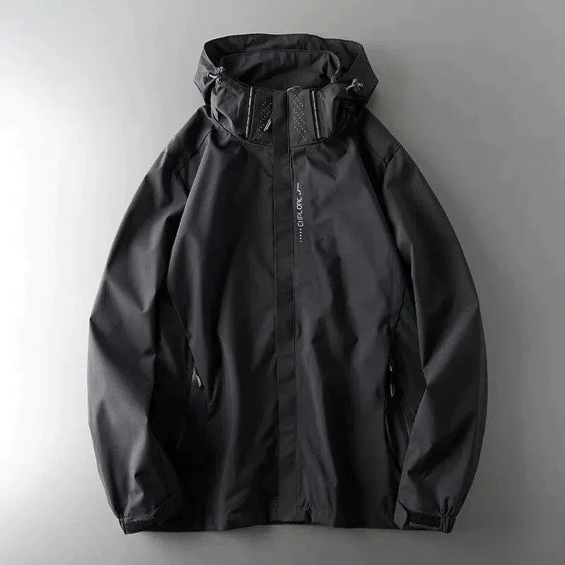 SUENTA Herren Wasserdichte Winter Regenjacke Windjacke Für Herren Kapuze Schwarz