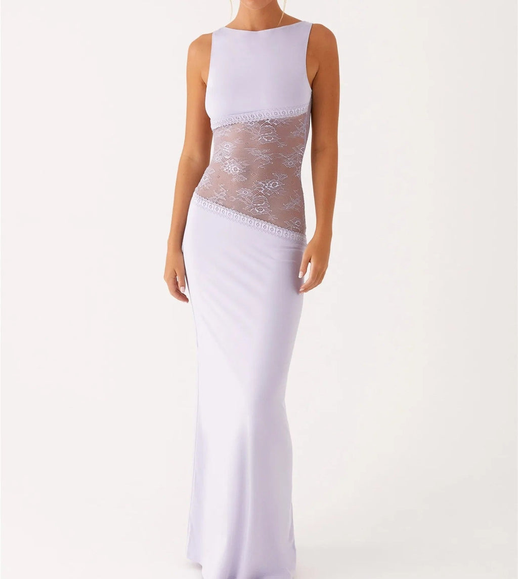 SUENTA Aura | Langes Spitzenkleid für Damen – Elegante Silhouette & anspruchsvolles Design Lys lilla