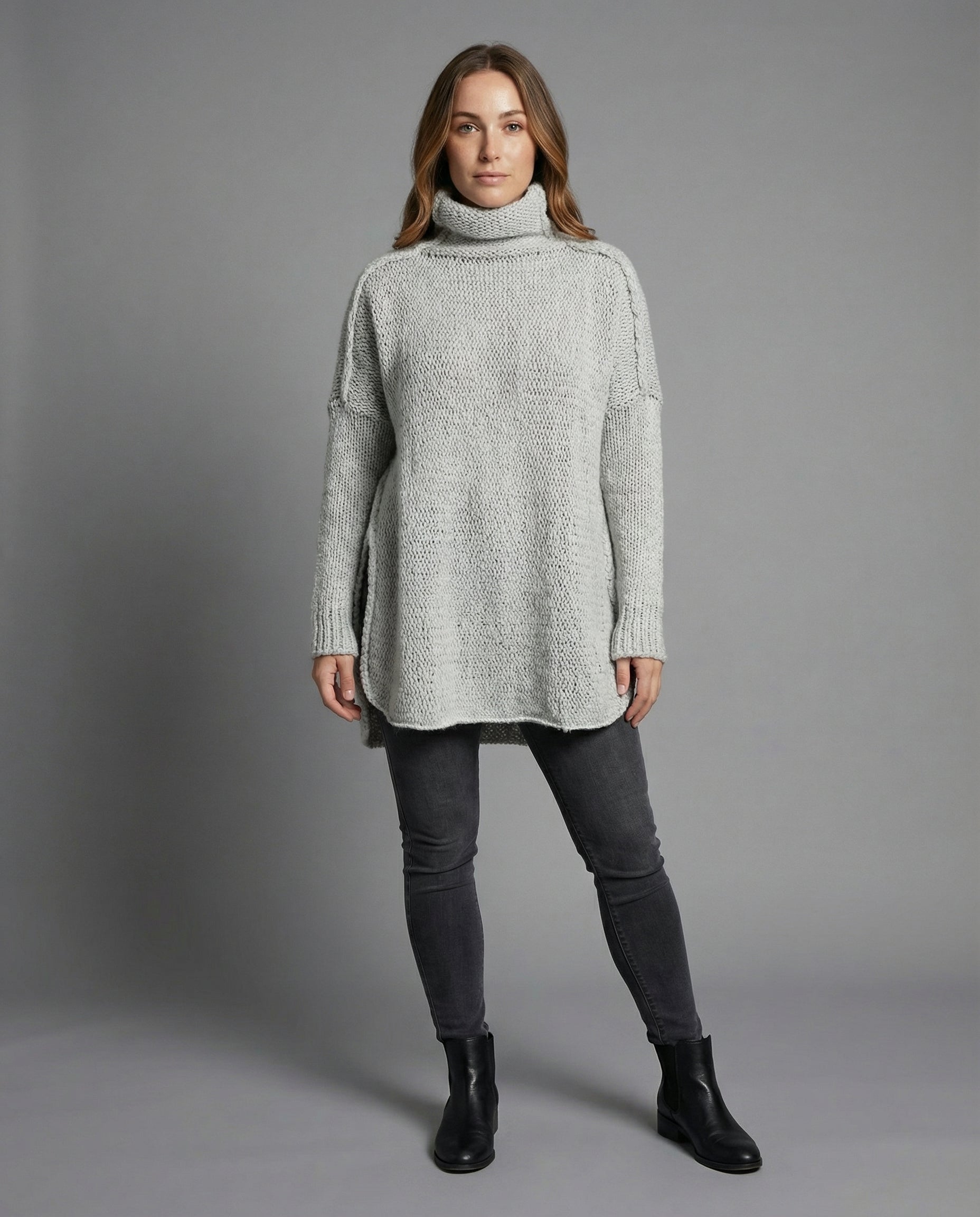 SUENTA Langer Kuscheliger Strickpullover Weichem Mischgarn Und Polyester Warm