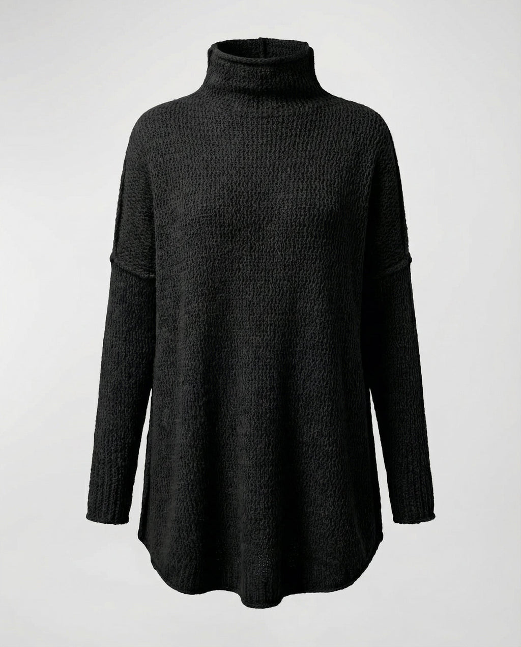 SUENTA Langer Kuscheliger Strickpullover Weichem Mischgarn Und Polyester Warm Schwarz