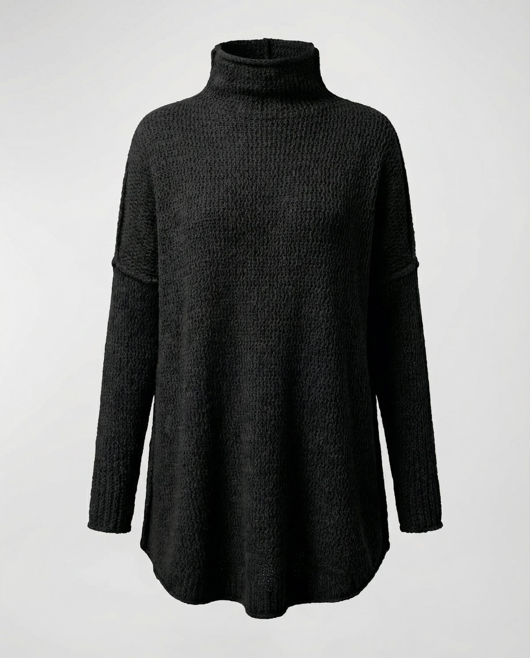 SUENTA Langer Kuscheliger Strickpullover Weichem Mischgarn Und Polyester Warm Schwarz