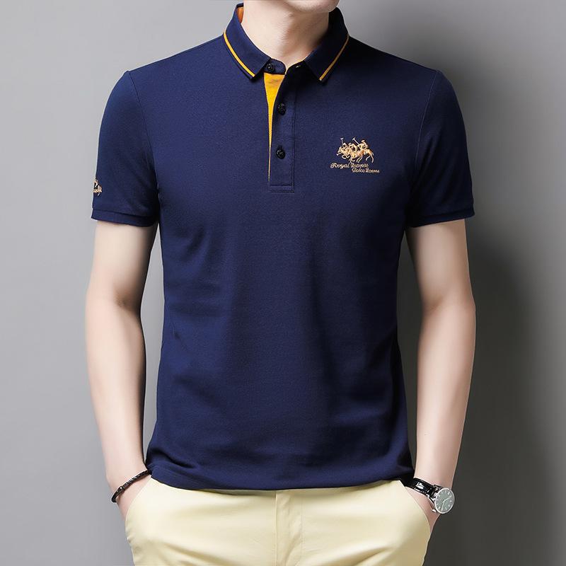 SUENTA Lässiges Herren Poloshirt Kurzarm Mit Knopfleiste Baumwolle