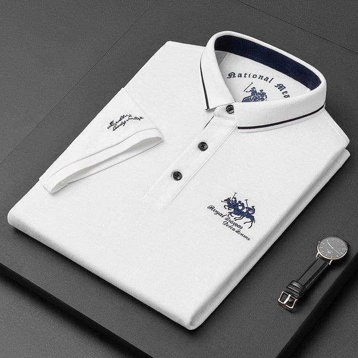 SUENTA Lässiges Herren Poloshirt Kurzarm Mit Knopfleiste Baumwolle Weiß