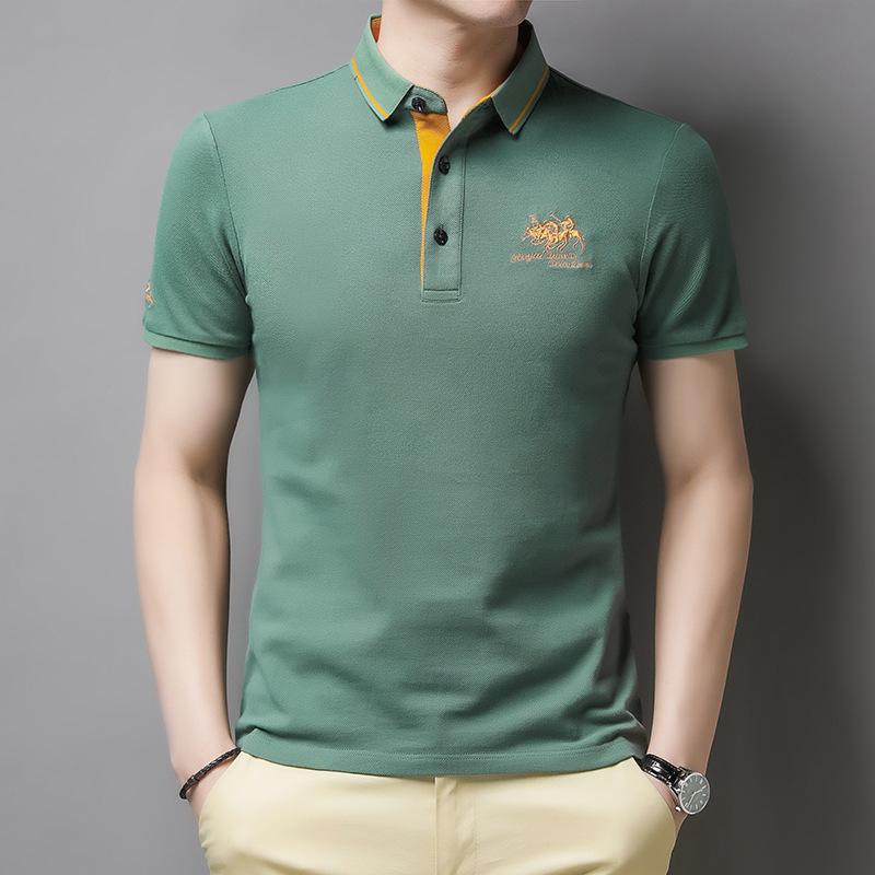 SUENTA Lässiges Herren Poloshirt Kurzarm Mit Knopfleiste Baumwolle