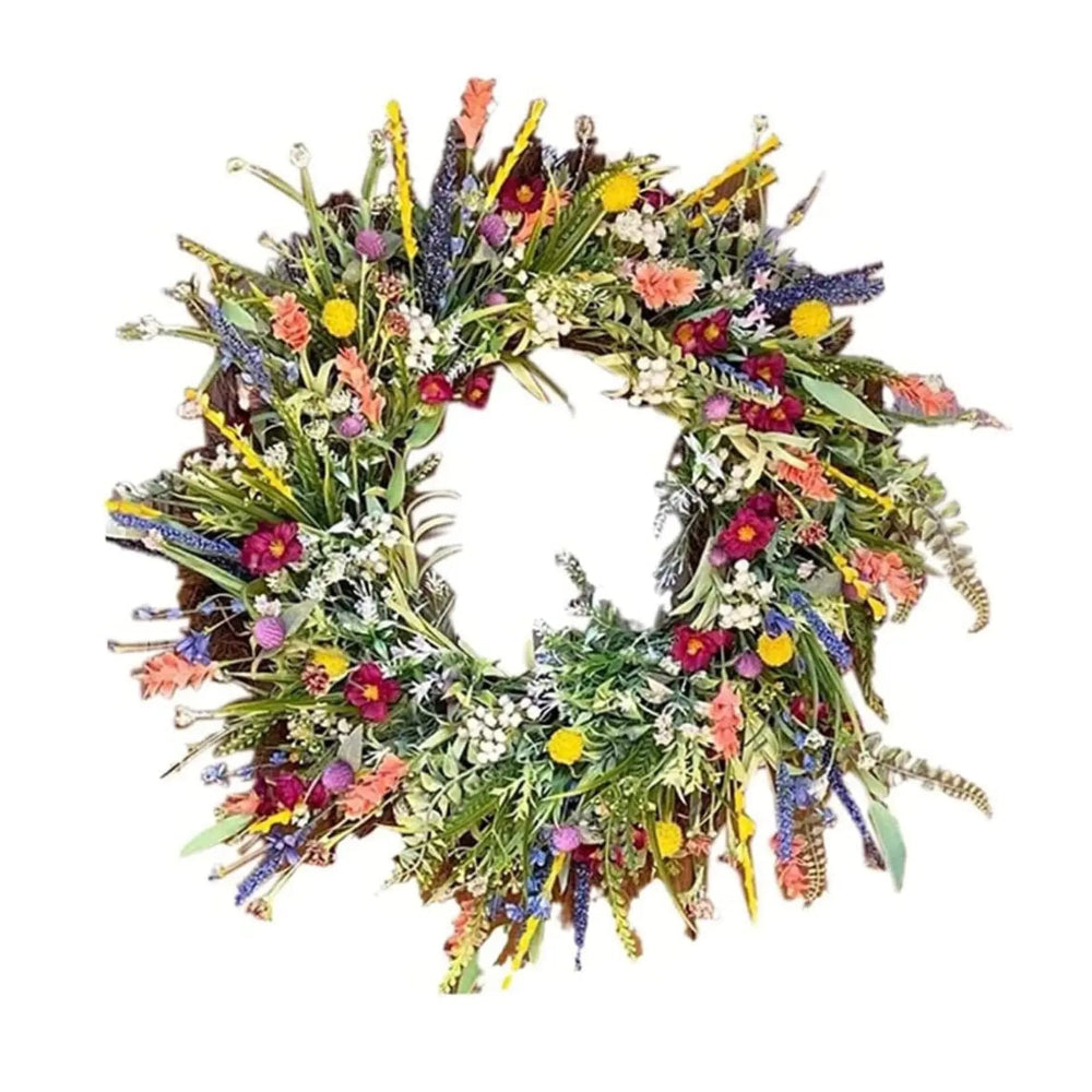 SUENTA Lebendiger Türkranz Handgefertigt Mit Naturgetreuen Blumen 35 cm