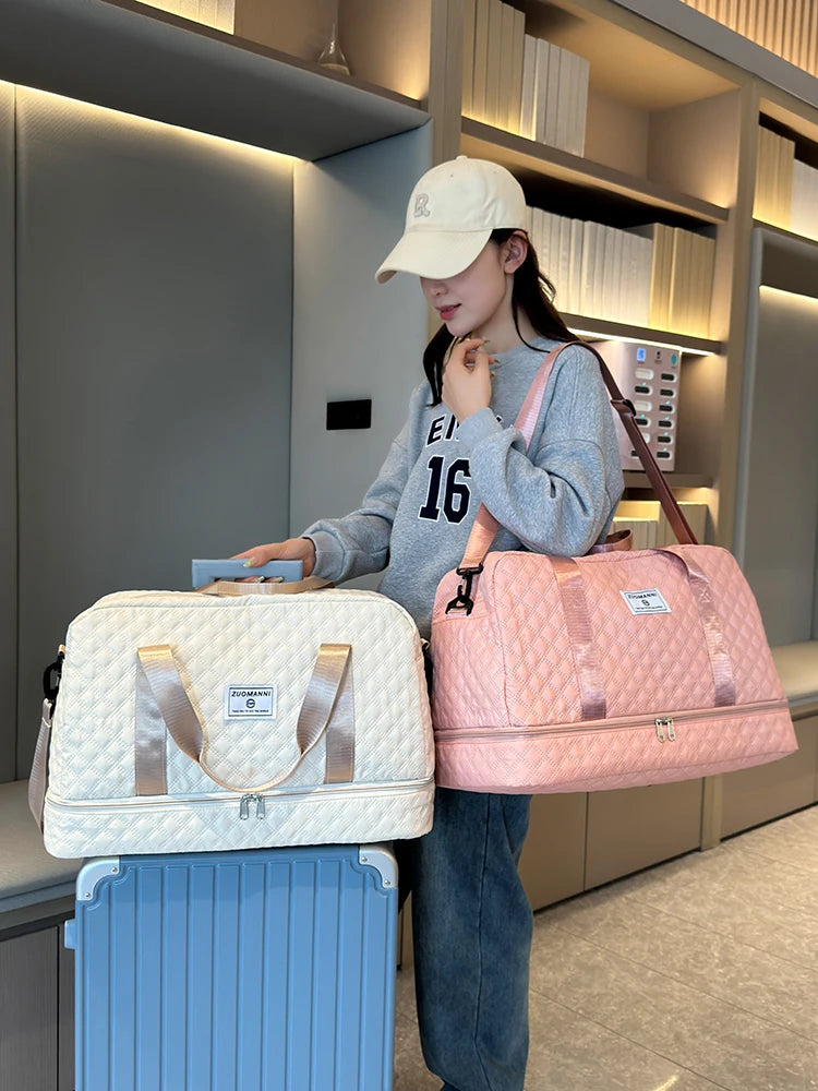 SUENTA Leichte Reisetasche Mit Rautenmuster Und Schuhfach Nassfach