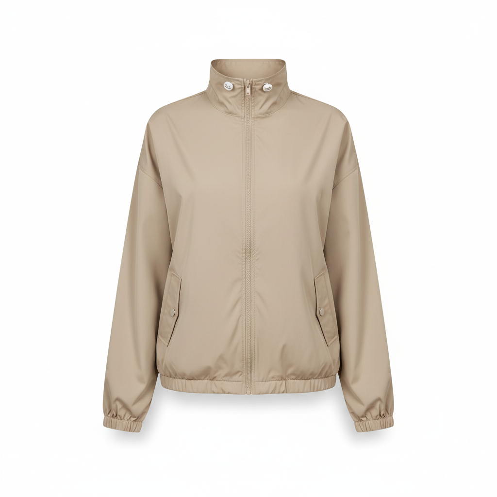 SUENTA Damen Leichte Übergangsjacke Mit Stehkragen Und Zipper Windbreaker