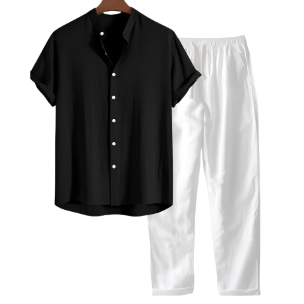 SUENTA Herren Sommerset Für Herren Im Stil Der Alten Geldzeit 2-teiligen Schwarz