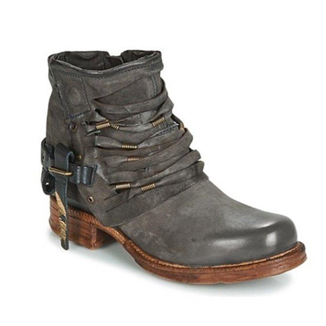 SUENTA Venice Damen Stiefeletten mit Absatz - In Schwarz, Grau und Blau Schwarz