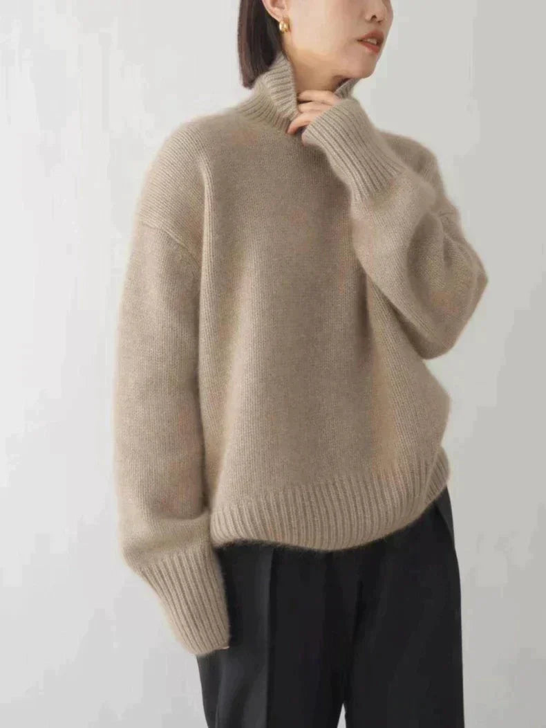 SUENTA Damen Kaschmir Rollkragenpullover Kaschmirpullover Khaki