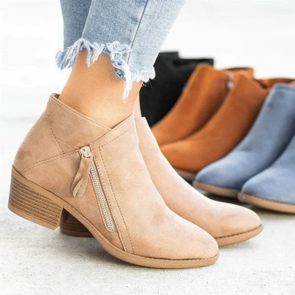 SUENTA Damen-Lederstiefel Stützende Einlegesohlen Mit Fußgewölbeunterstützung Beige