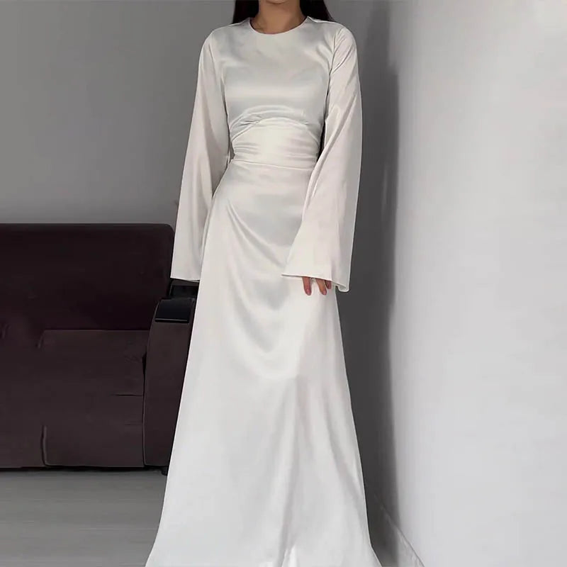 SUENTA Luma | Damen Abendkleid Hochzeit – Elegante Maxi-Länge & Exquisites Finish Weiß