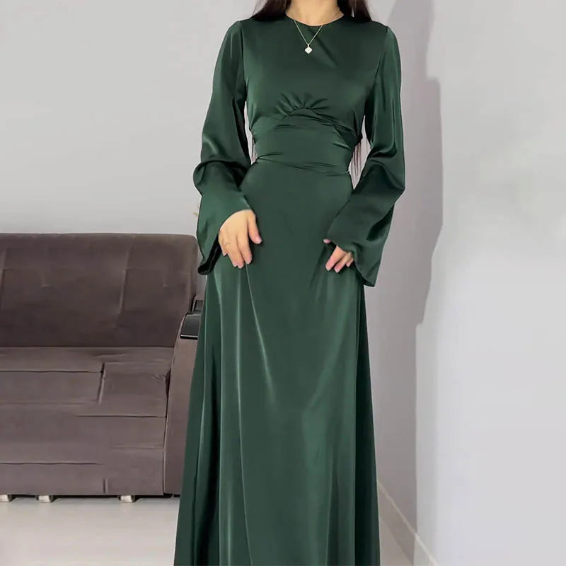 SUENTA Luma | Damen Abendkleid Hochzeit – Elegante Maxi-Länge & Exquisites Finish MalachitGrün