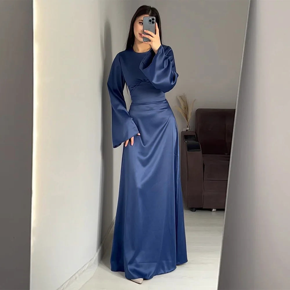 SUENTA Luma | Damen Abendkleid Hochzeit – Elegante Maxi-Länge & Exquisites Finish Blau