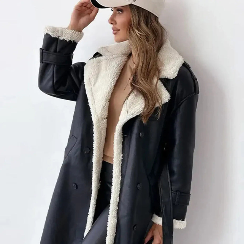 SUENTA Damen Winterjacke – Klassische Länge mit Fleece & Teddykragen