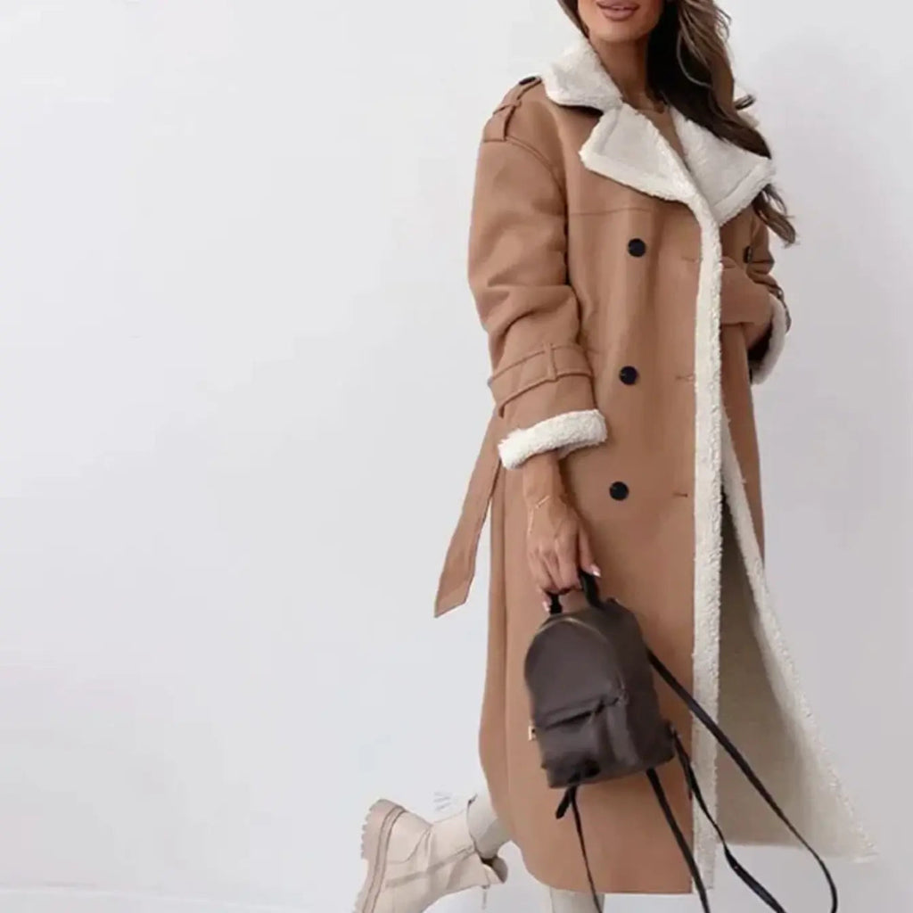 SUENTA Damen Winterjacke – Klassische Länge mit Fleece & Teddykragen