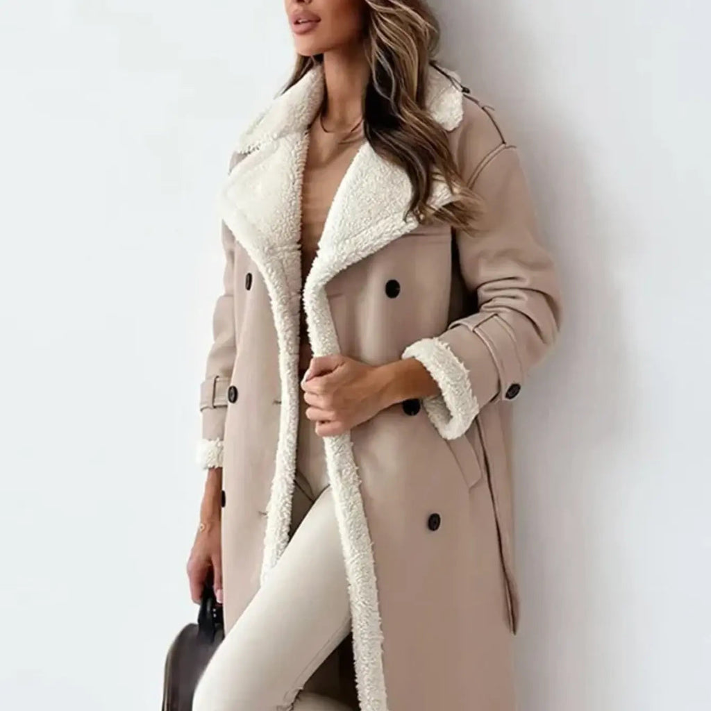 SUENTA Damen Winterjacke – Klassische Länge mit Fleece & Teddykragen