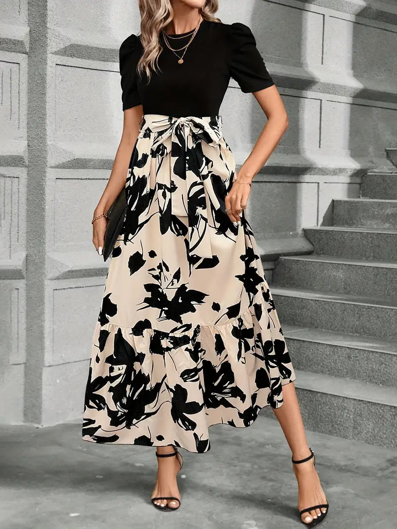 SUENTA Damen Maxikleid mit Schleife – Elegant & Modern