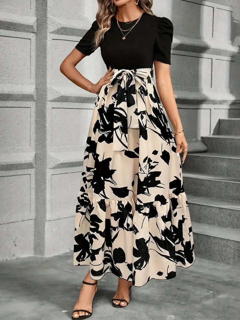 SUENTA Damen Maxikleid mit Schleife – Elegant & Modern