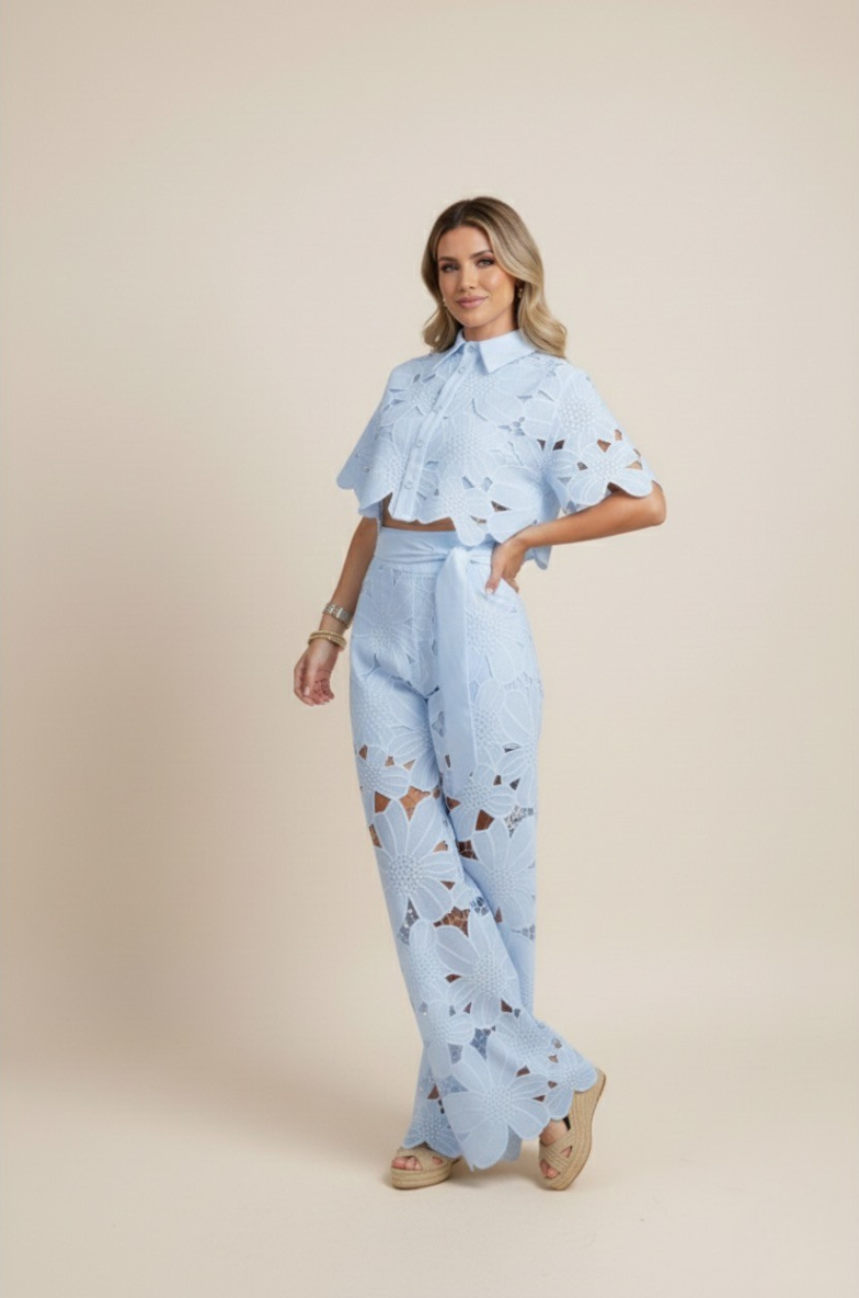 SUENTA Damen Zweiteiler mit Cut-Outs – Blütenblatt-Design