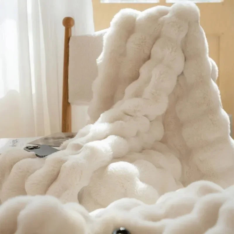 SUENTA Luxuriöse Fleece Decke Für Bett Und Sofa Wärme Und Weich Beige