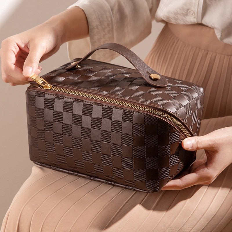 SUENTA Luxuriöse Reisekosmetiktasche Mit Viel Platz Und Ordnung Braun