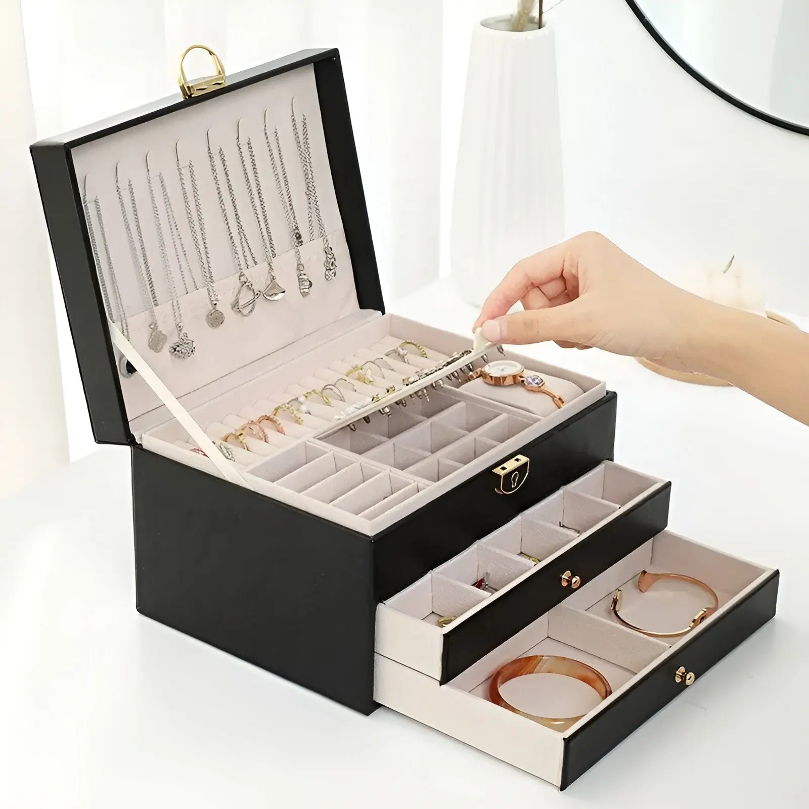 SUENTA Luxuriöse Mehrschichtige Schmuckbox – EleganceBox