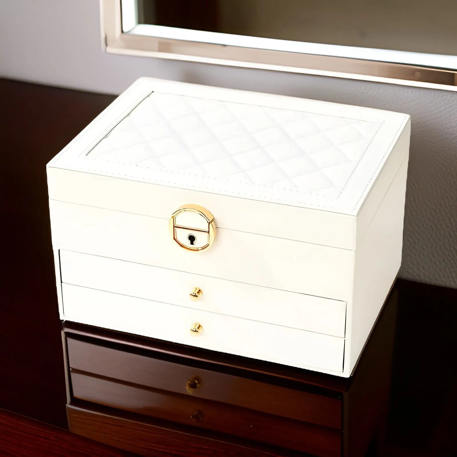 SUENTA Luxuriöse Mehrschichtige Schmuckbox – EleganceBox Weiß