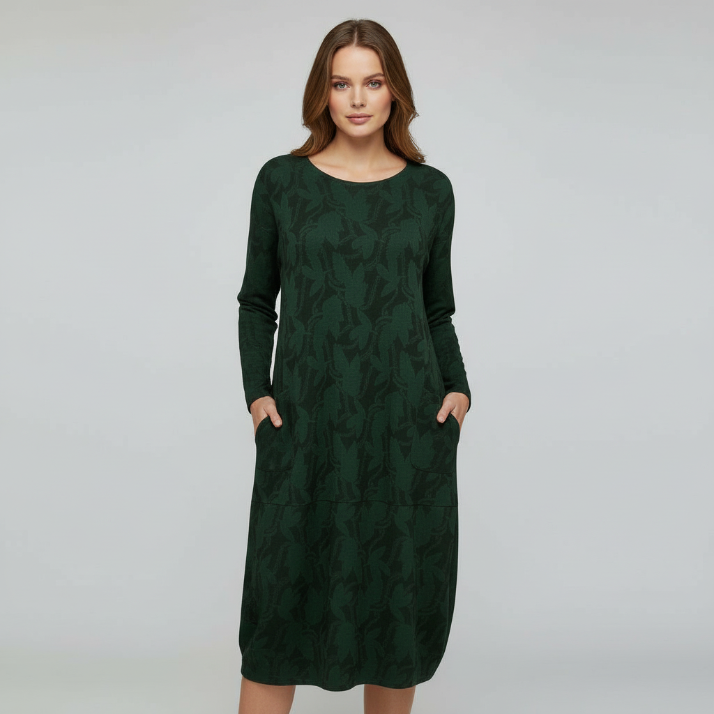 SUENTA Winterkleid Winterlook Luxus Eleganz Stil, Komfort Aussagekräftige Muster Grün