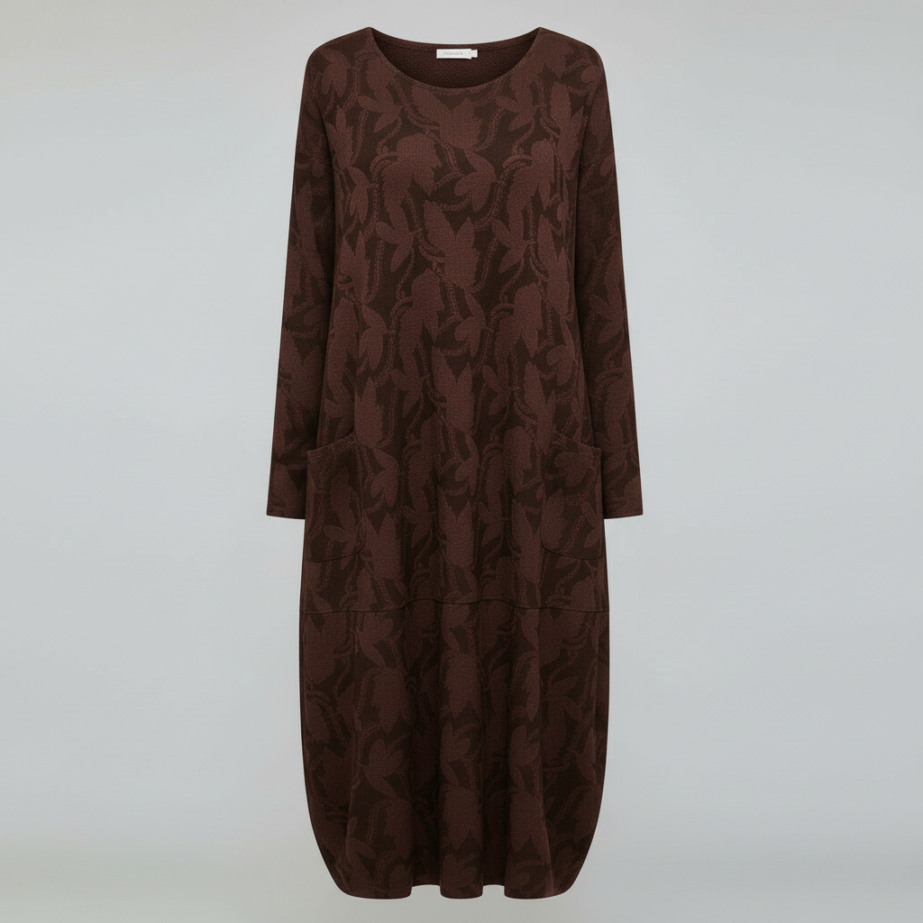 SUENTA Winterkleid Winterlook Luxus Eleganz Stil, Komfort Aussagekräftige Muster Burgund