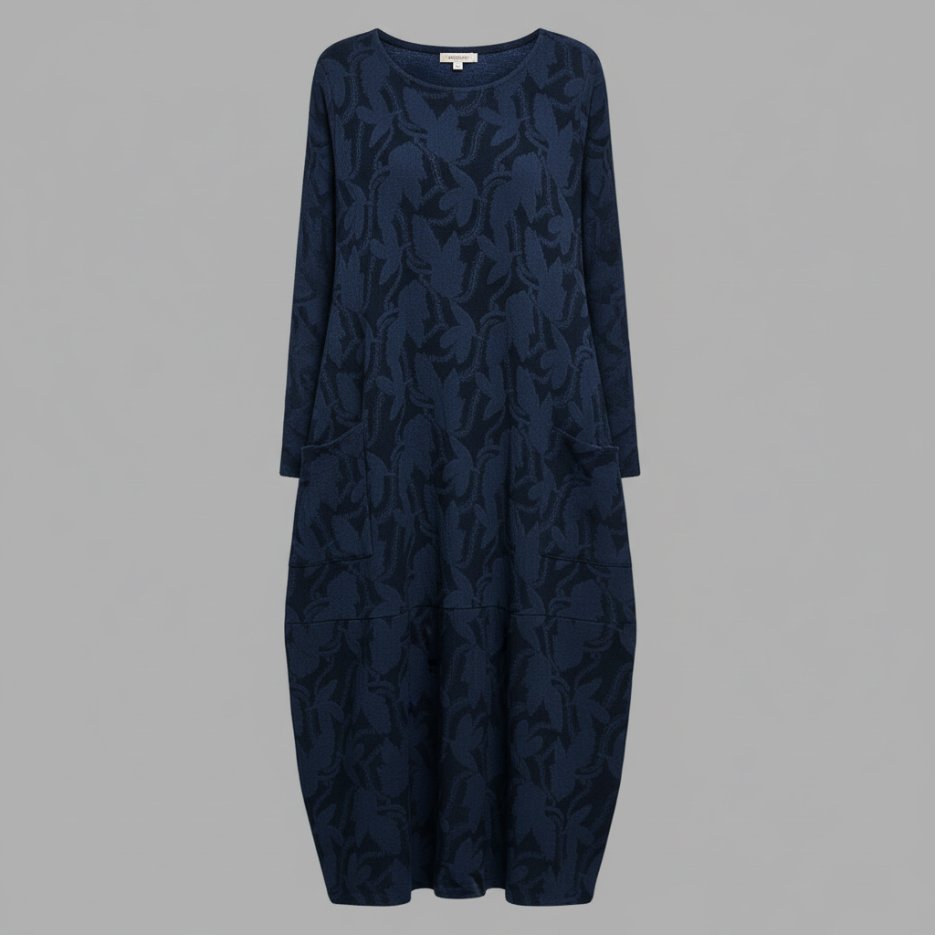 SUENTA Winterkleid Winterlook Luxus Eleganz Stil, Komfort Aussagekräftige Muster Blau
