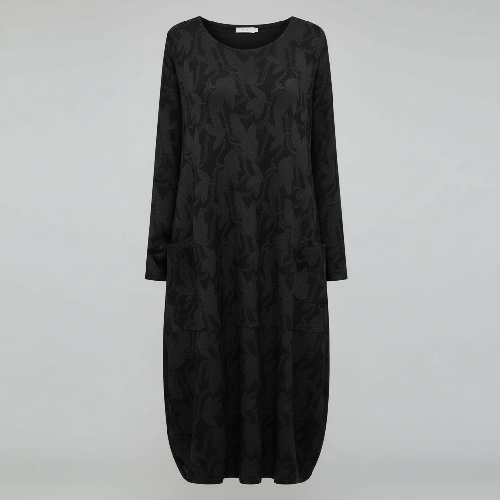 SUENTA Winterkleid Winterlook Luxus Eleganz Stil, Komfort Aussagekräftige Muster Schwarz
