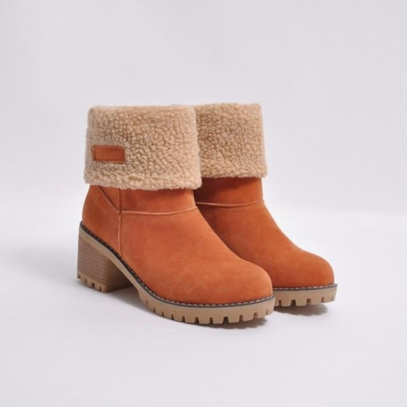 SUENTA Damenstiefel Warme Gefütterte Für Den Winter Bequem - Winterstiefel Orange