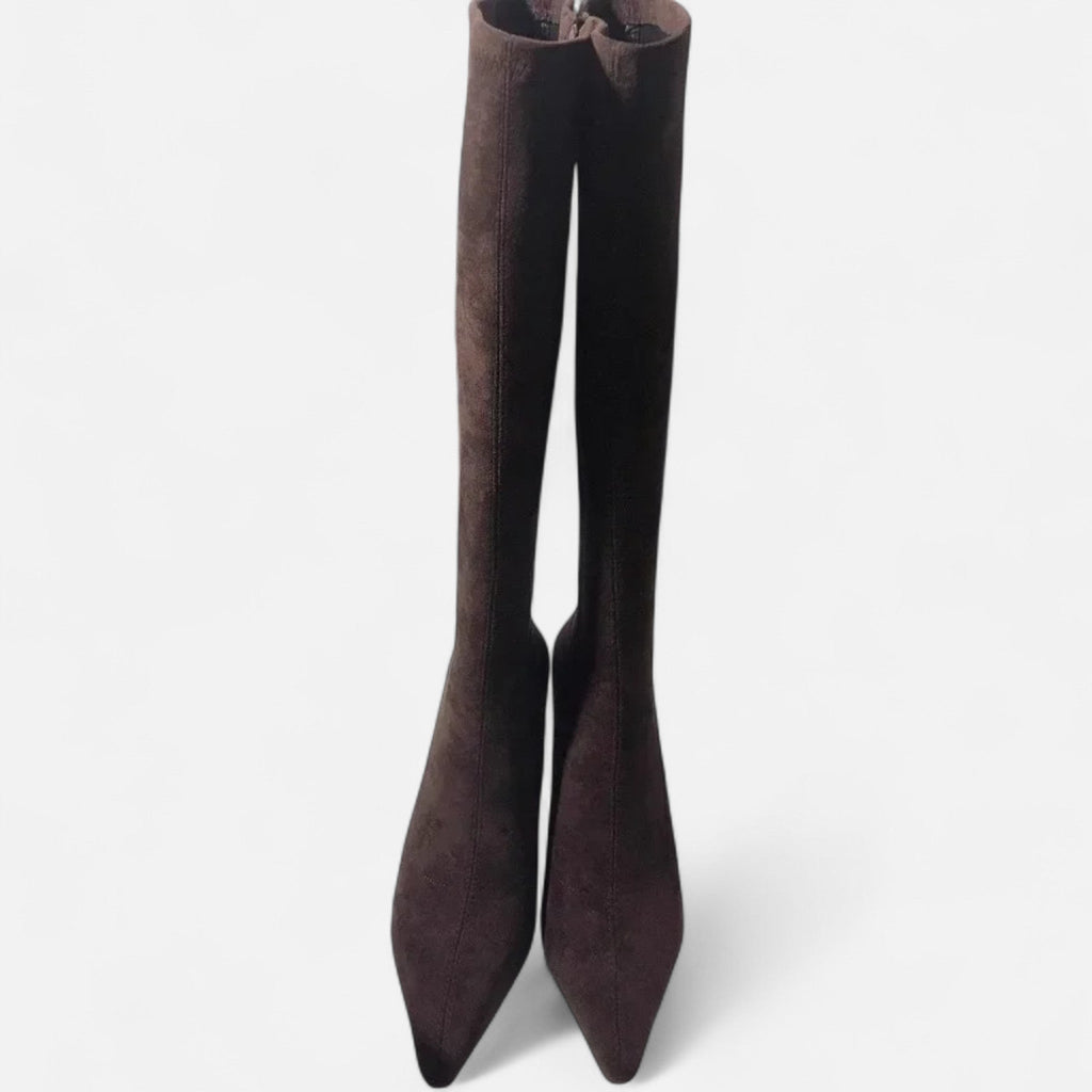SUENTA Damen Overknee-Stiefel Leder-Optik – Absatz & Oberschenkelhoch