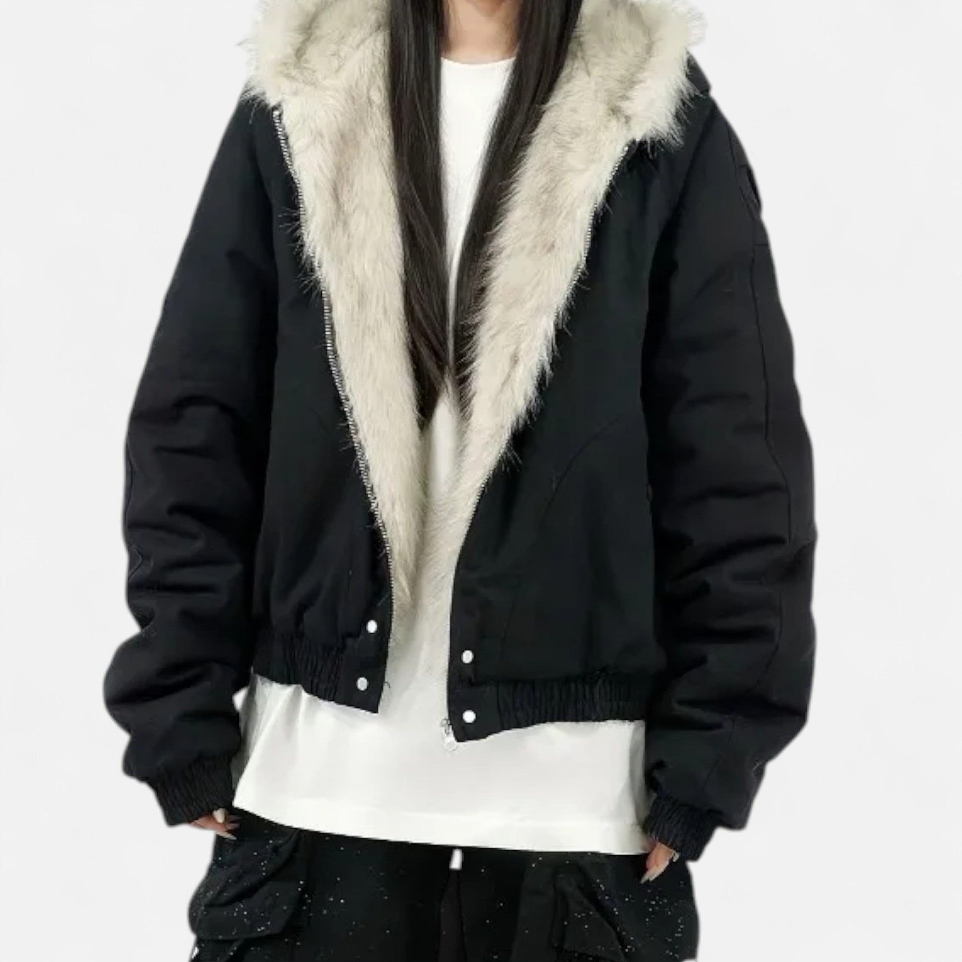 SUENTA Damen Wintermantel Vintage – Pelzkragen & Kapuze