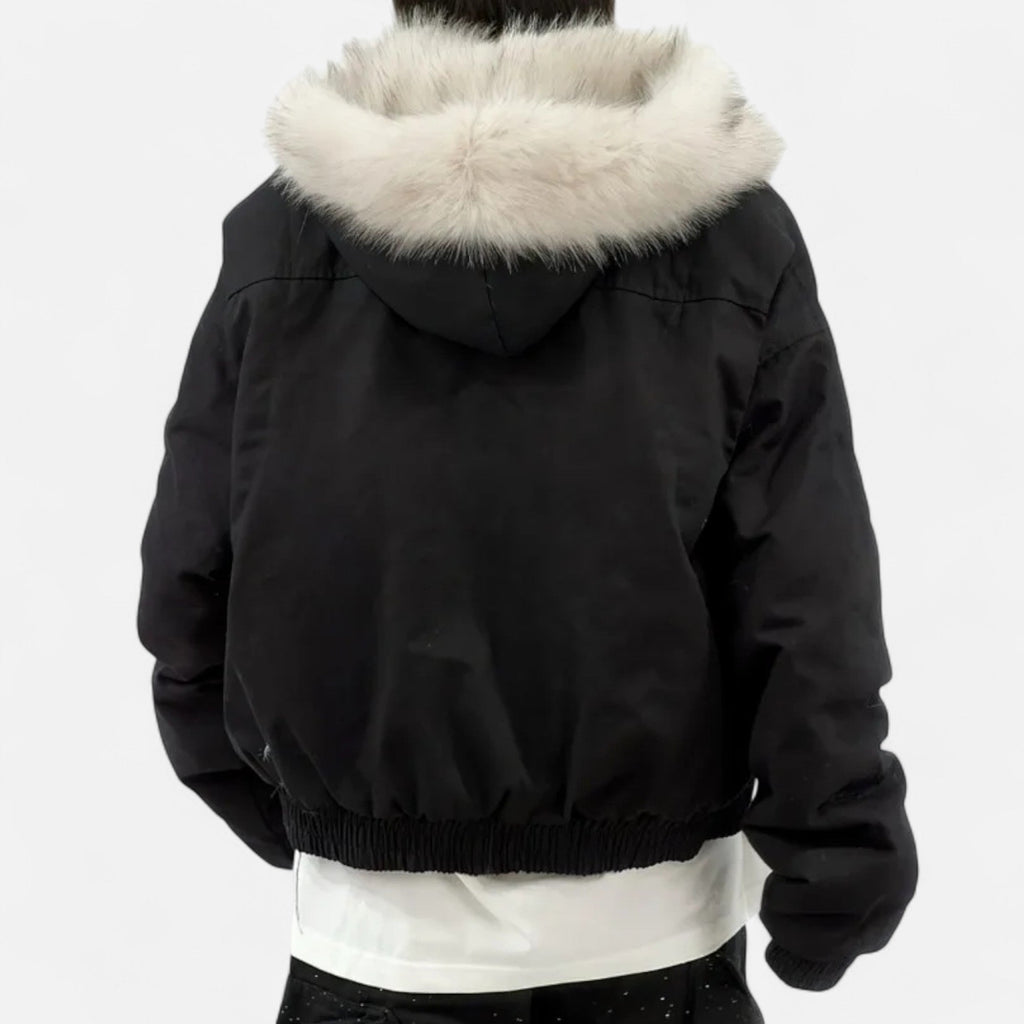 SUENTA Damen Wintermantel Vintage – Pelzkragen & Kapuze